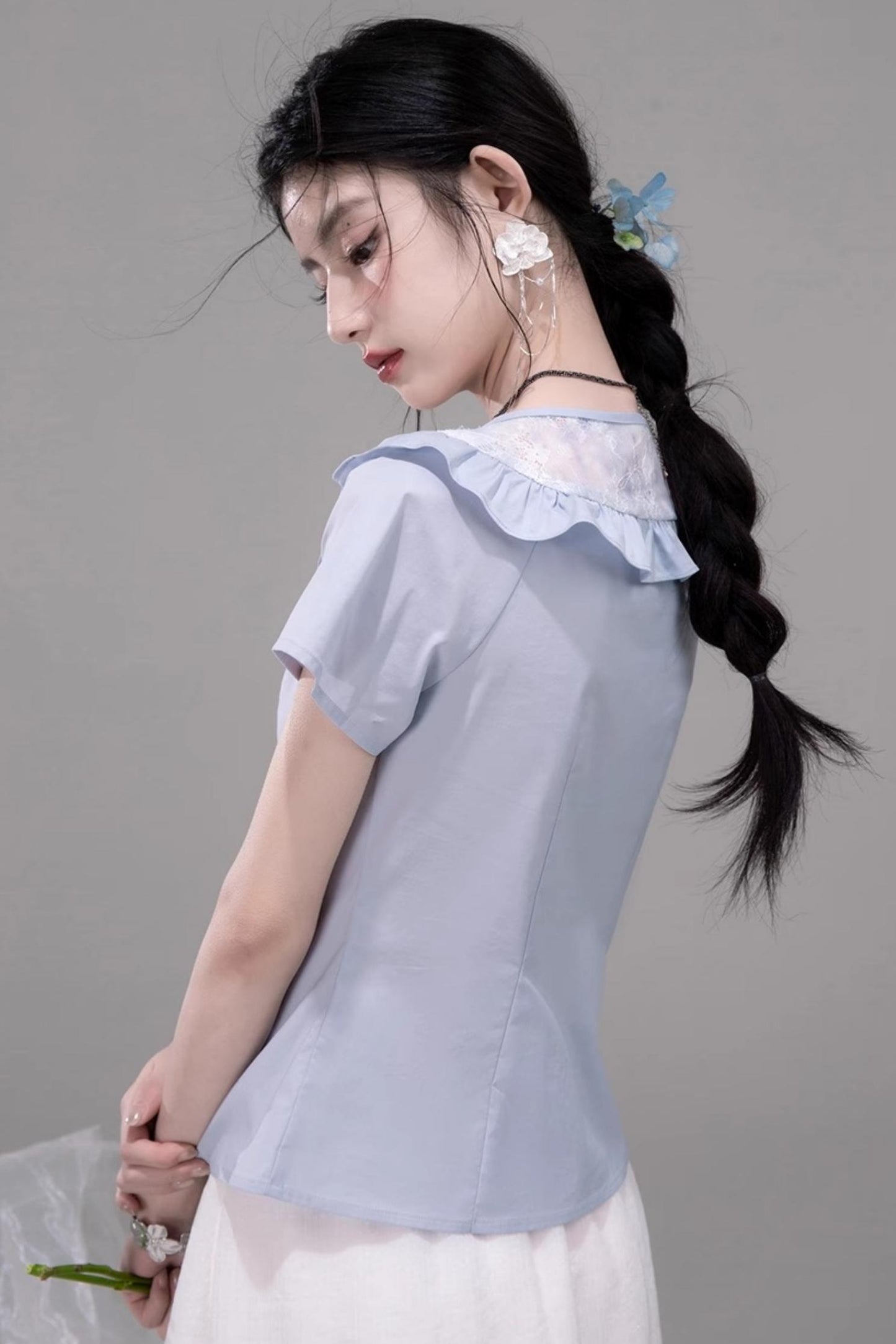 Curve Blue Cotton Shirt