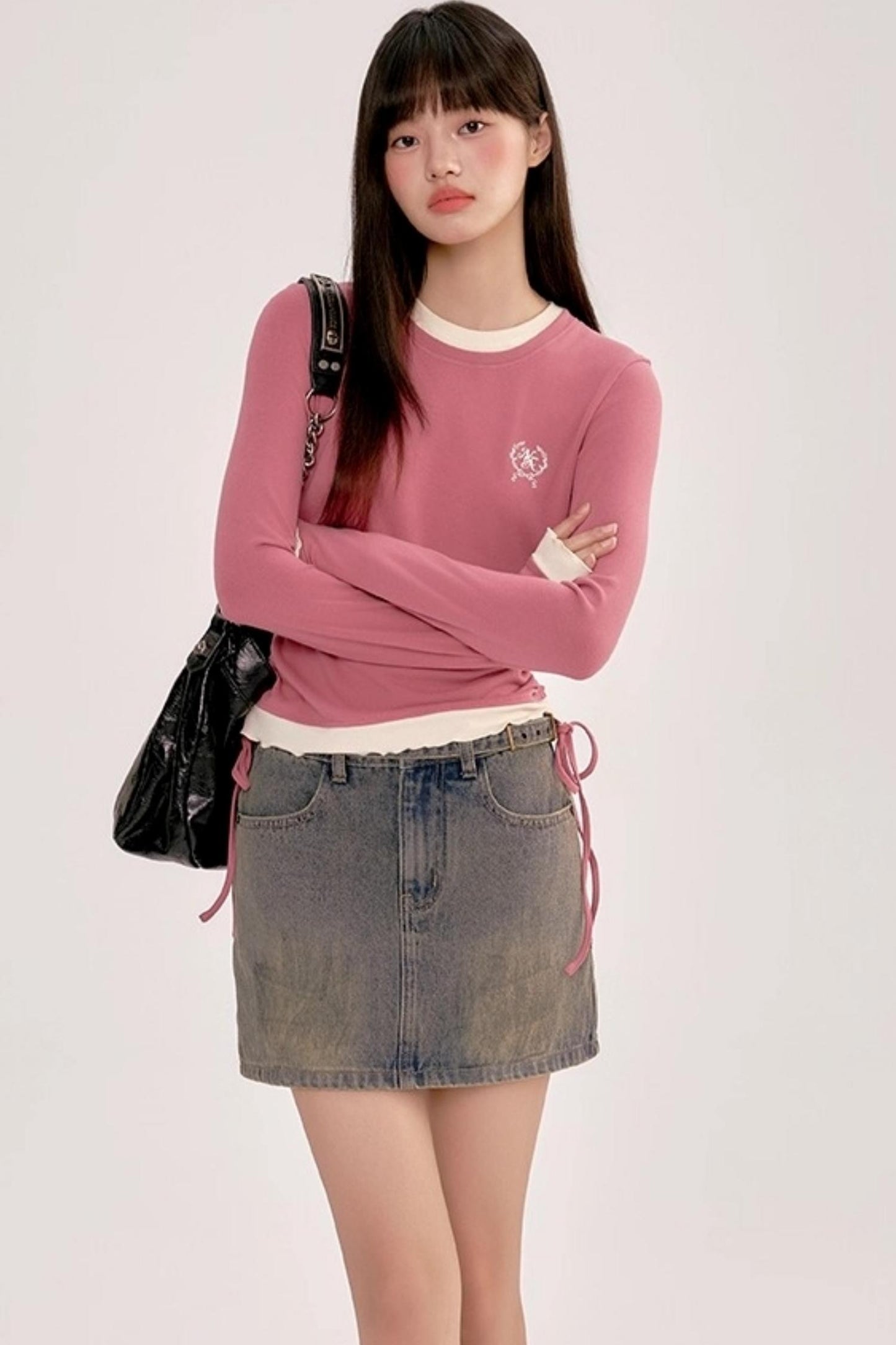 Distressed Denim Skirt