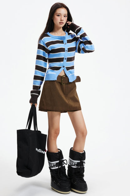 Retro Imitation Suede Skirt