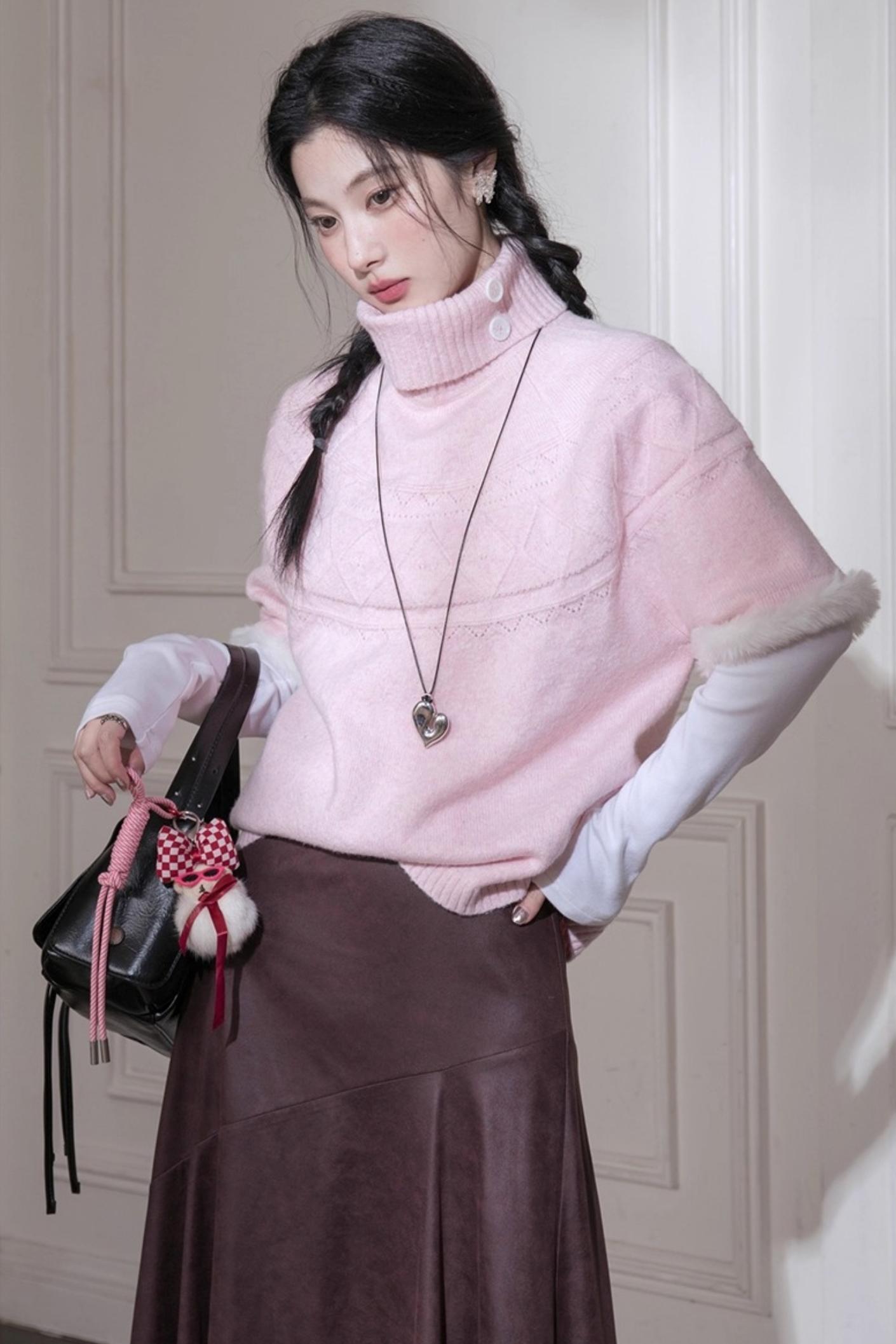 Ancient Drama Velvet Bat Sleeve Knitted Sweater Set