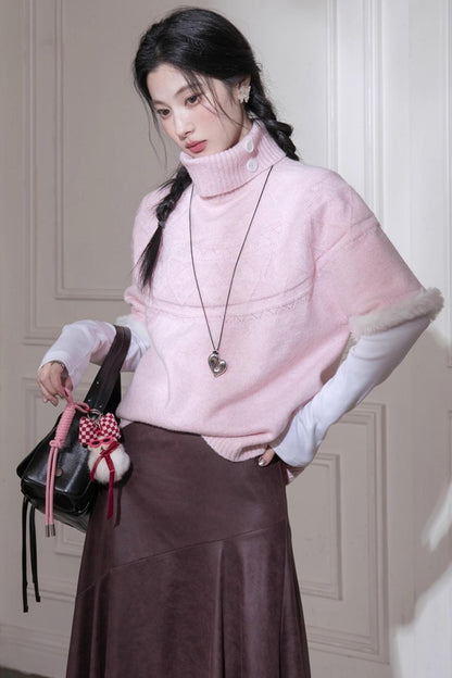 Ancient Drama Velvet Bat Sleeve Knitted Sweater Set