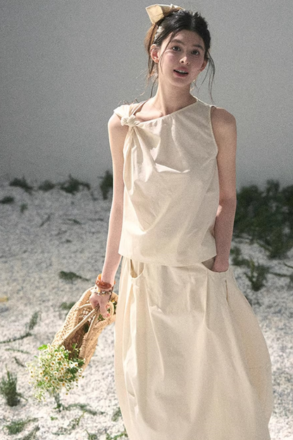 White Pleated Summer Set-Up