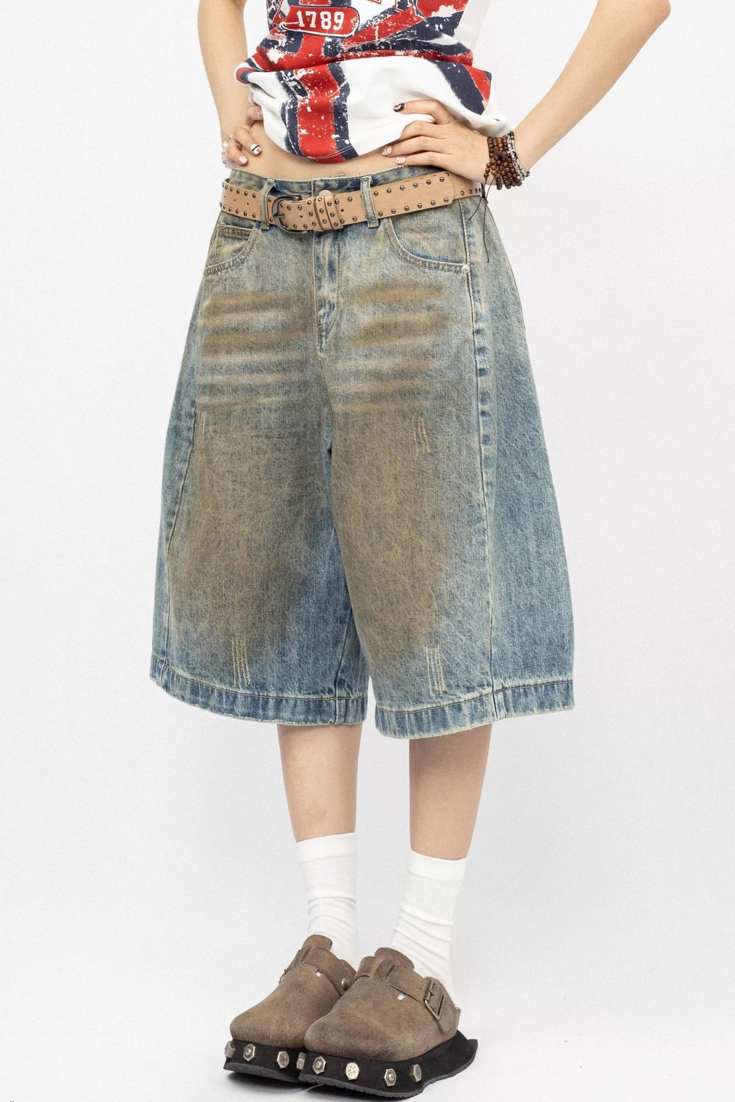 Distressed Denim Shorts