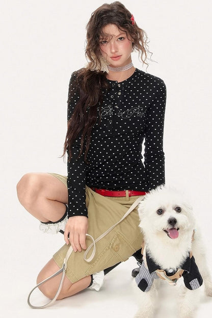 Slim Shoulder Embroidery Top