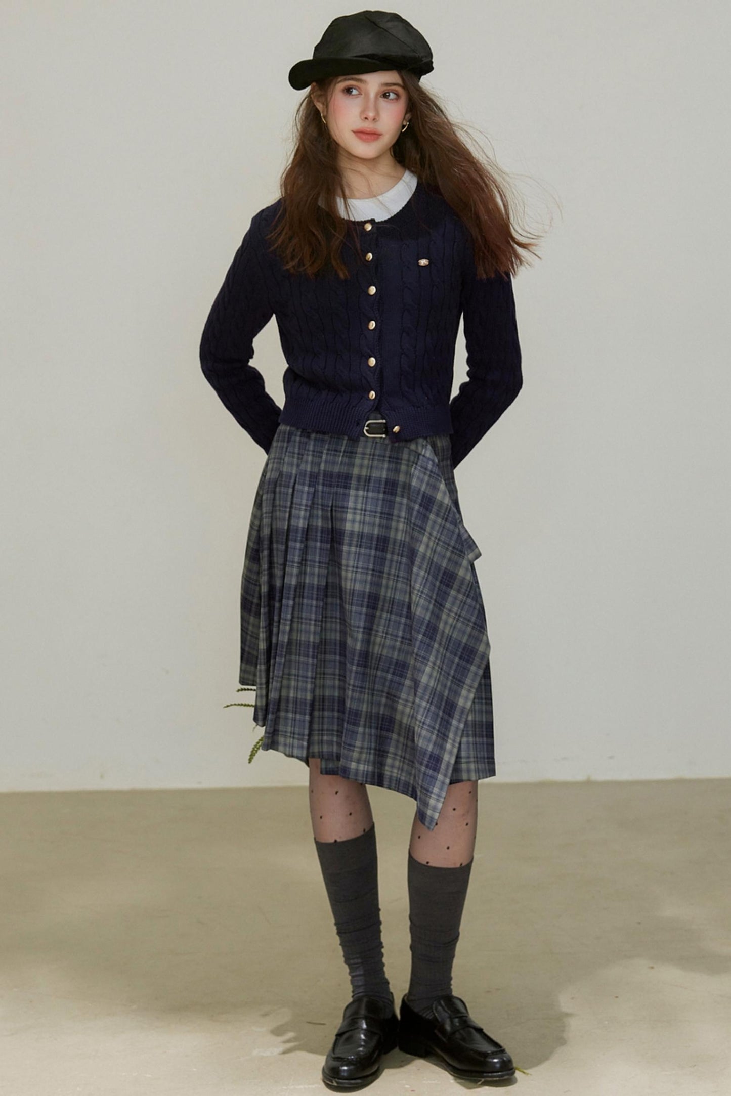 Crew-Neck Knitted Cardigan