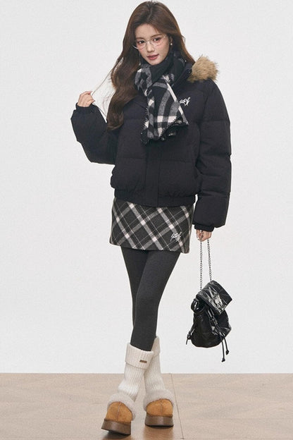 Hooded Cotton Collar Jacket Set-Up