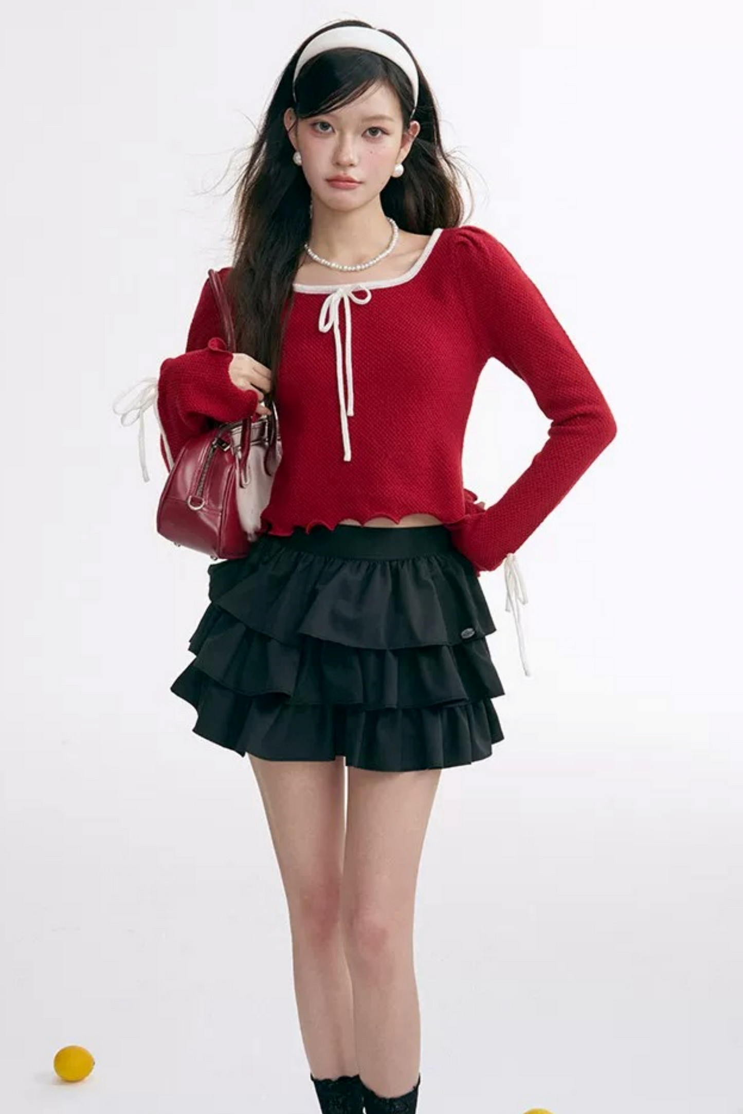 Diamond Knit Cardigan Suede Skirt Set-Up