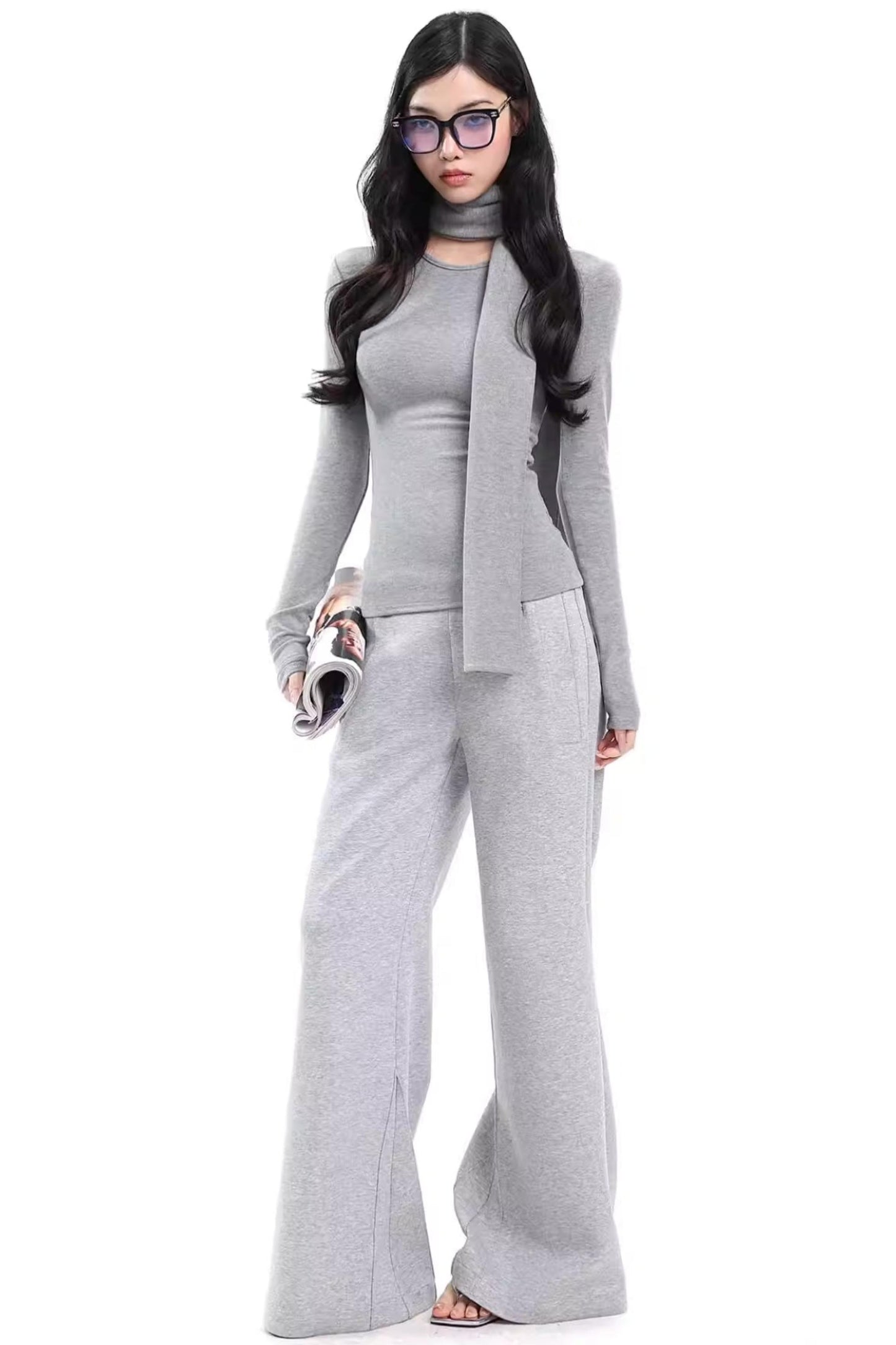 Retro Gray Flared Pants