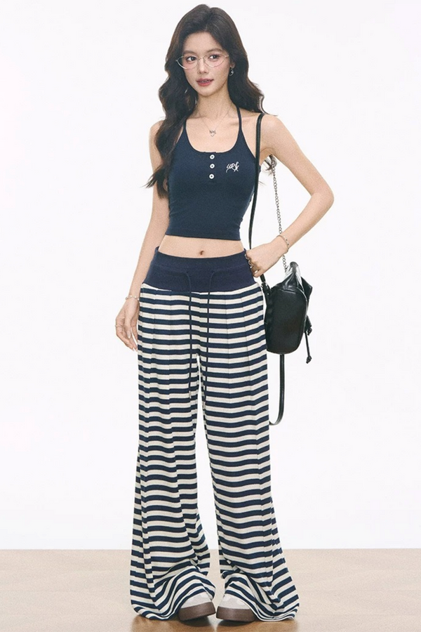 Knitted Camisole and Striped Pants