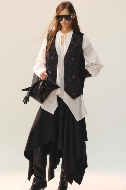 Beaded Retro V-Neck Vest Set