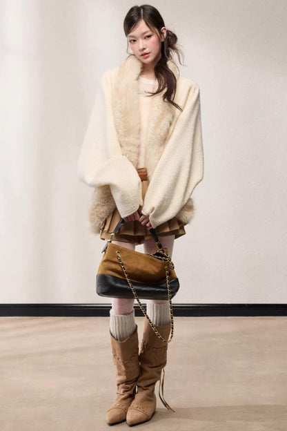 Elegant Wool Batwing Coat