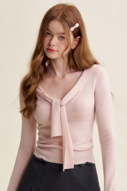 Romantic Navy Knit Shawl Top