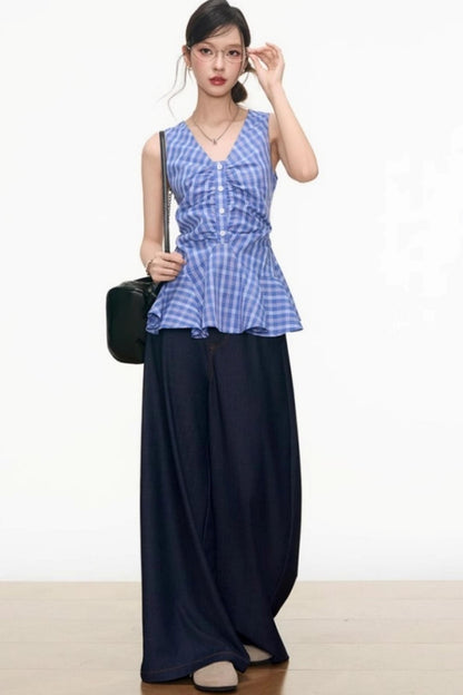 Chic V-Neck Vest Pants Set-Up