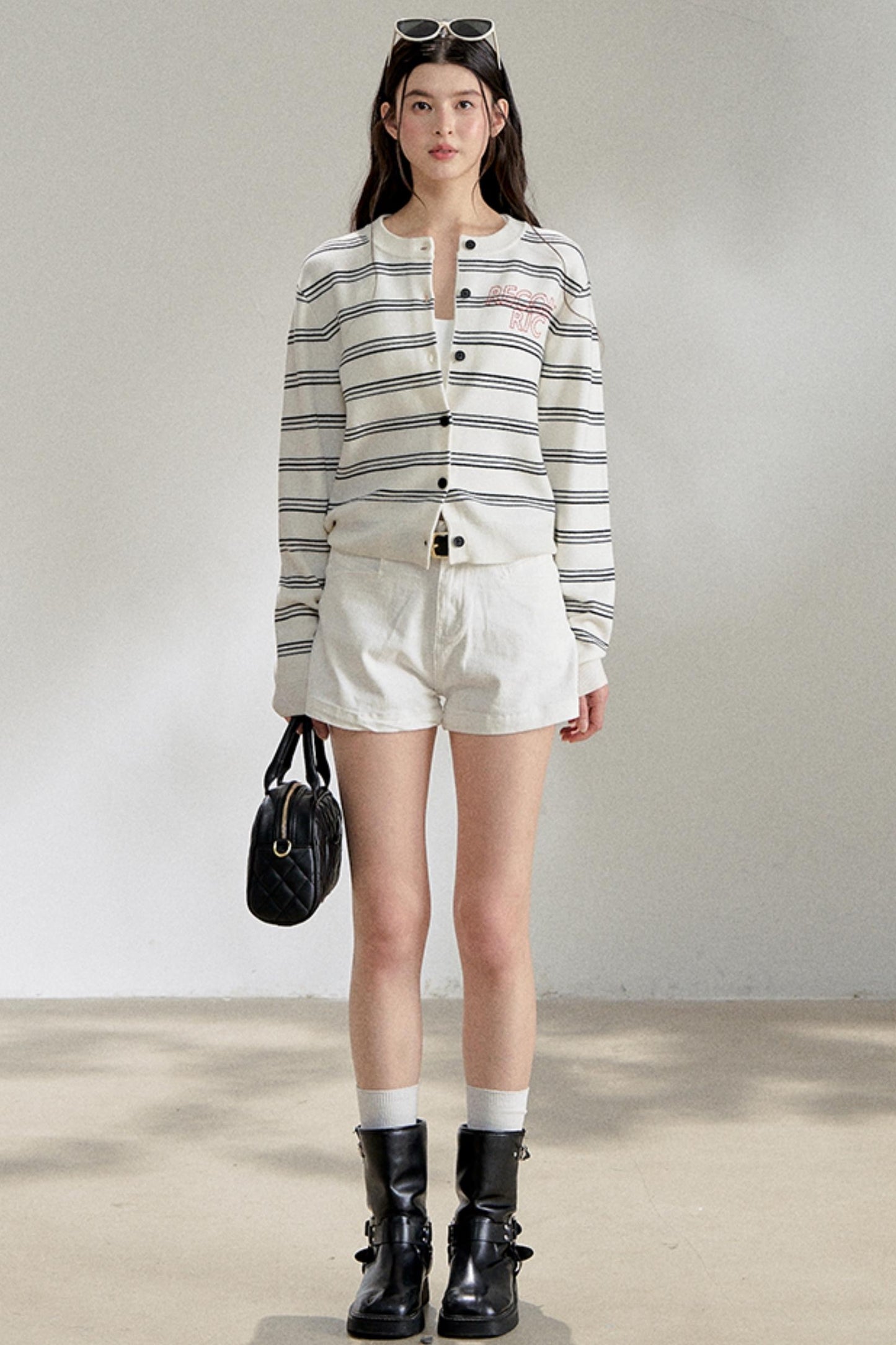 Stripe Knit Embroidery Cardigan