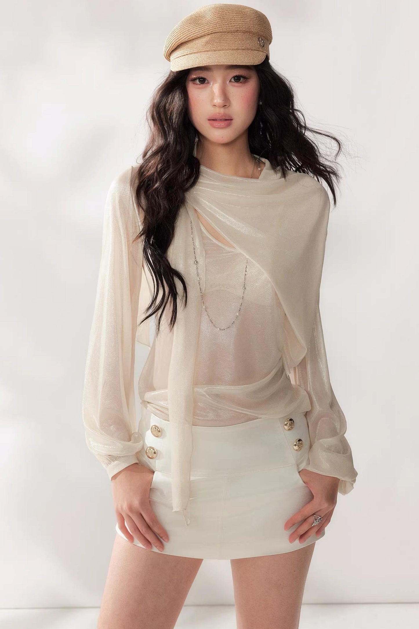 Camicetta in chiffon plissettato