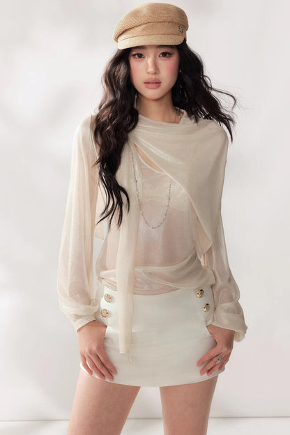 Camicetta in chiffon plissettato