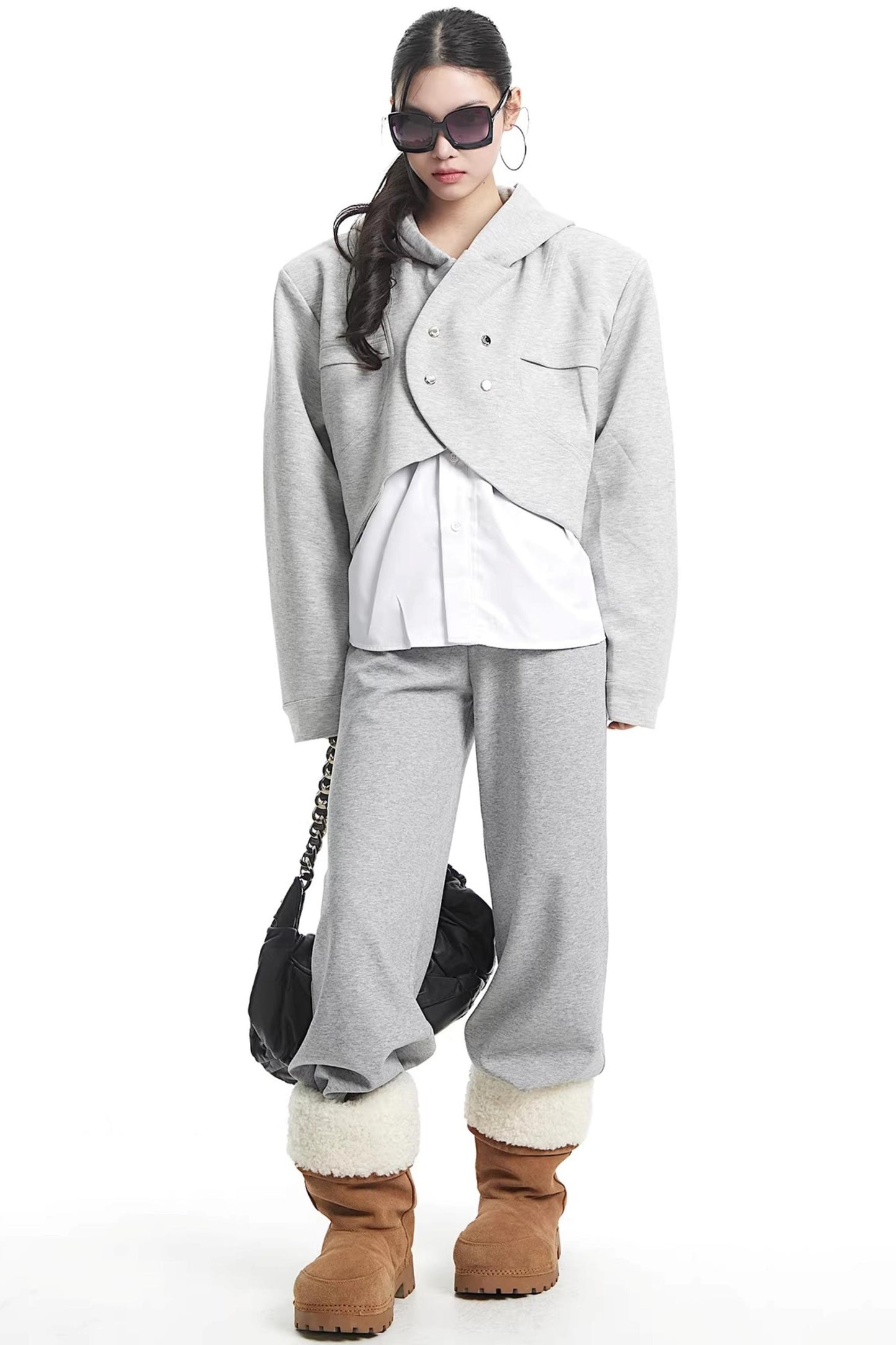 Faux Two-Piece Hooded Jacket