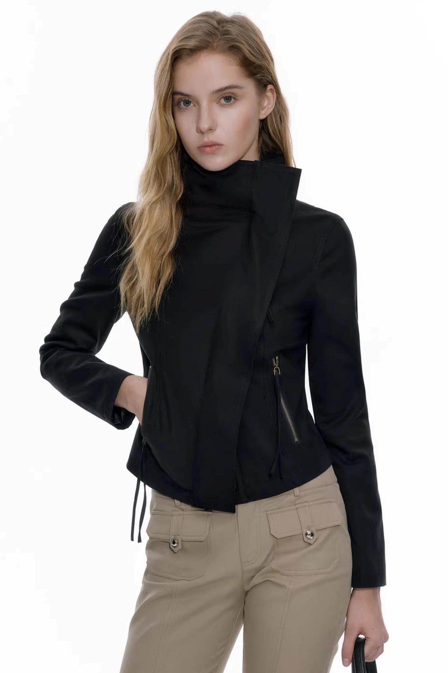 Asymmetrical Zipper Slim-Fit Top