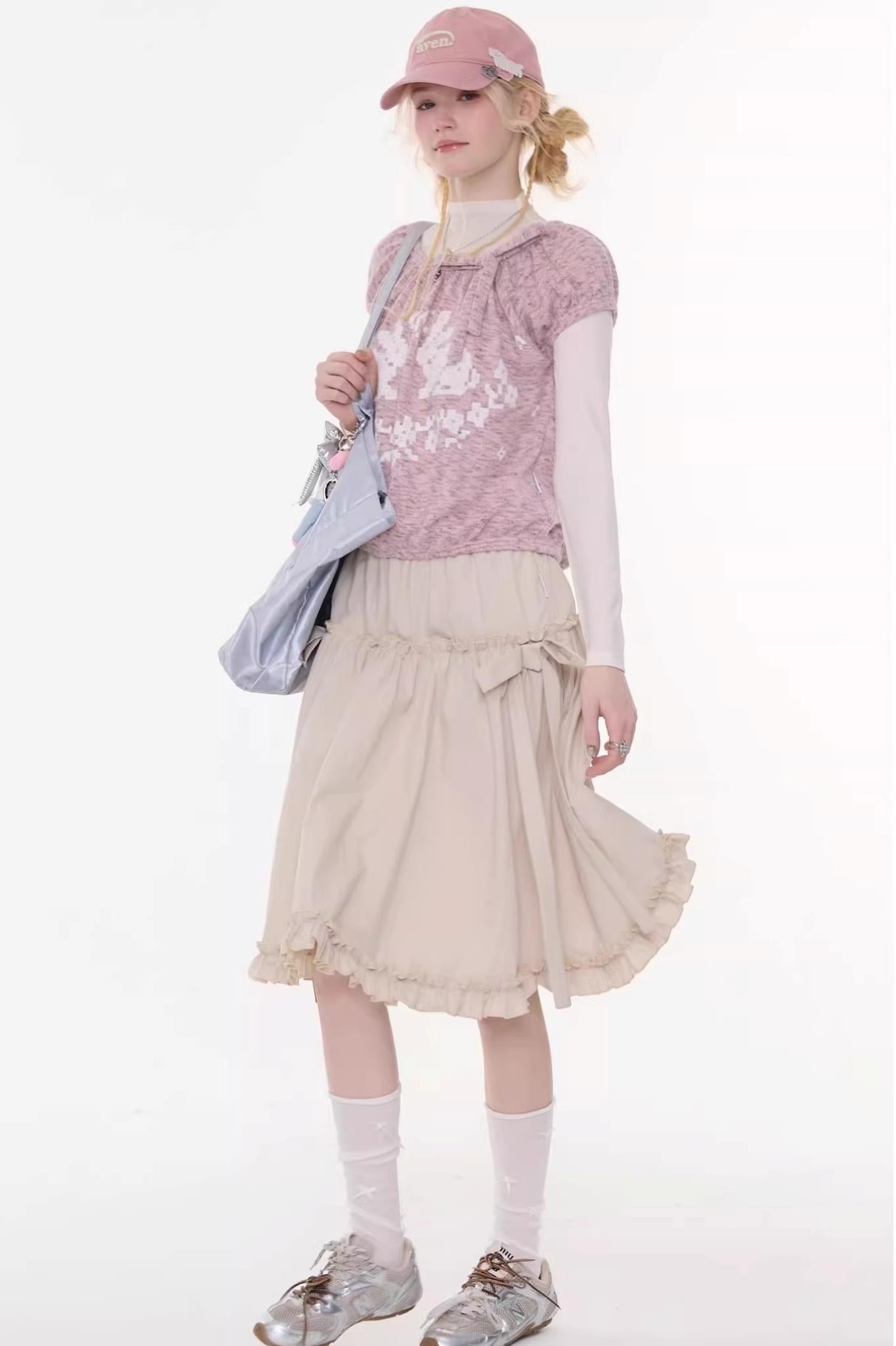 Vintage Bow-Knot Midi Skirt