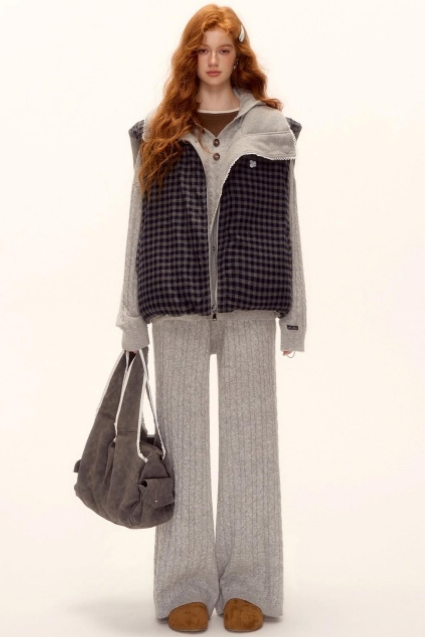 Reversible Plaid Lace Vest