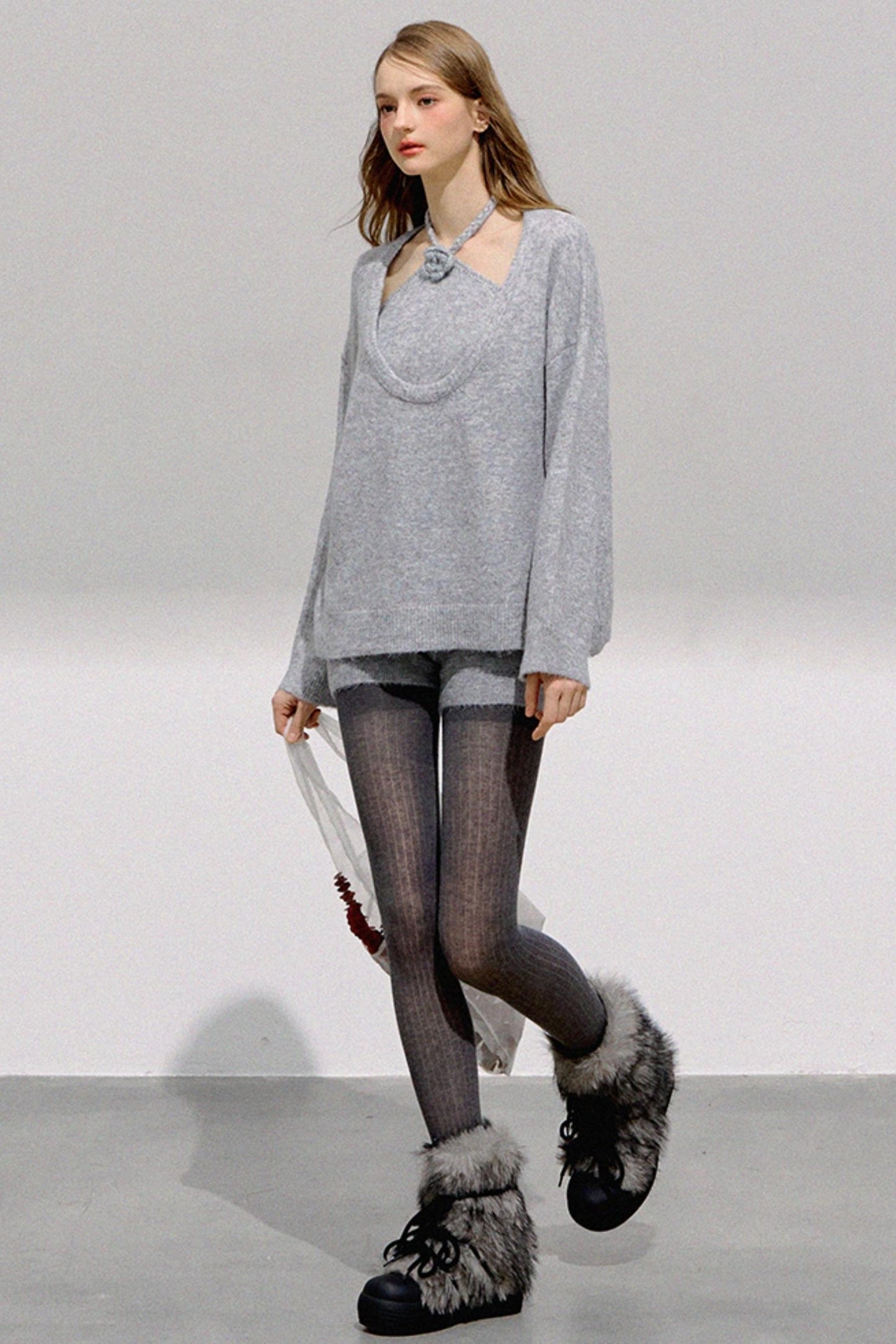 French Flower Halter Sweater Set-Up