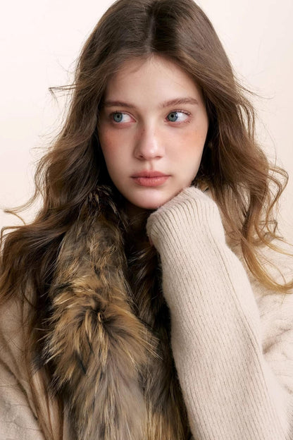 Romantic French Fur Collar Cardigan