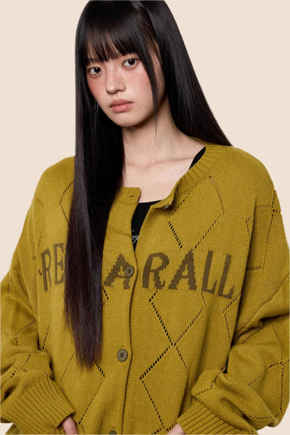 Cut-Out Monogram Casual Knit Cardigan