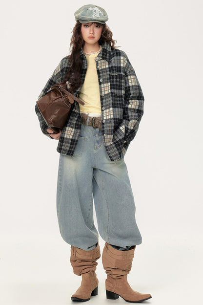 Chic Retro Plaid Collar Shirt