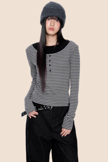 Striped Patchwork Knitted Top