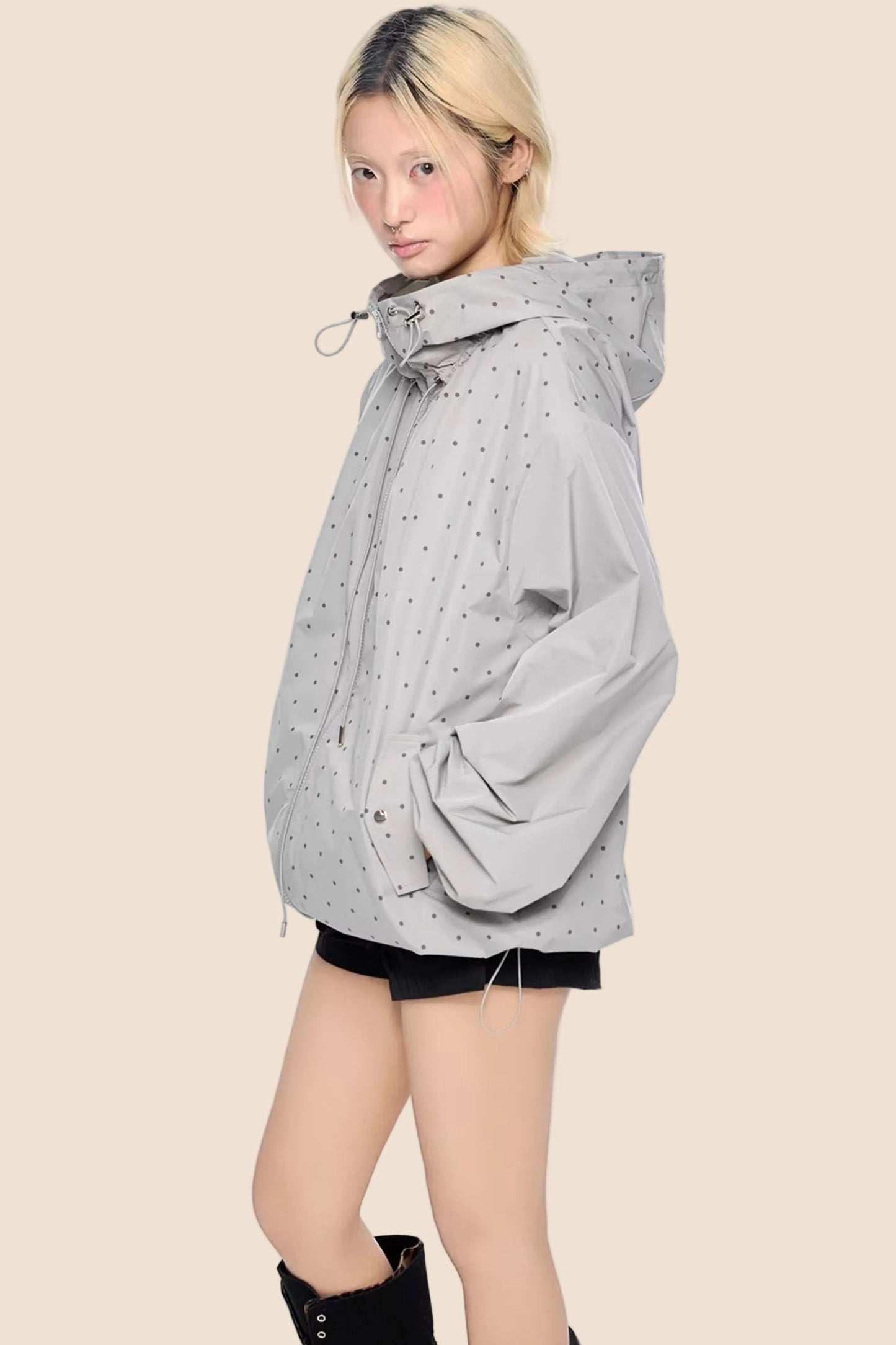 Polka Dot Hooded Sweatshirt