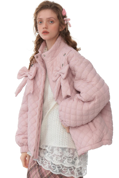 Winter Pink Bow Design Coat