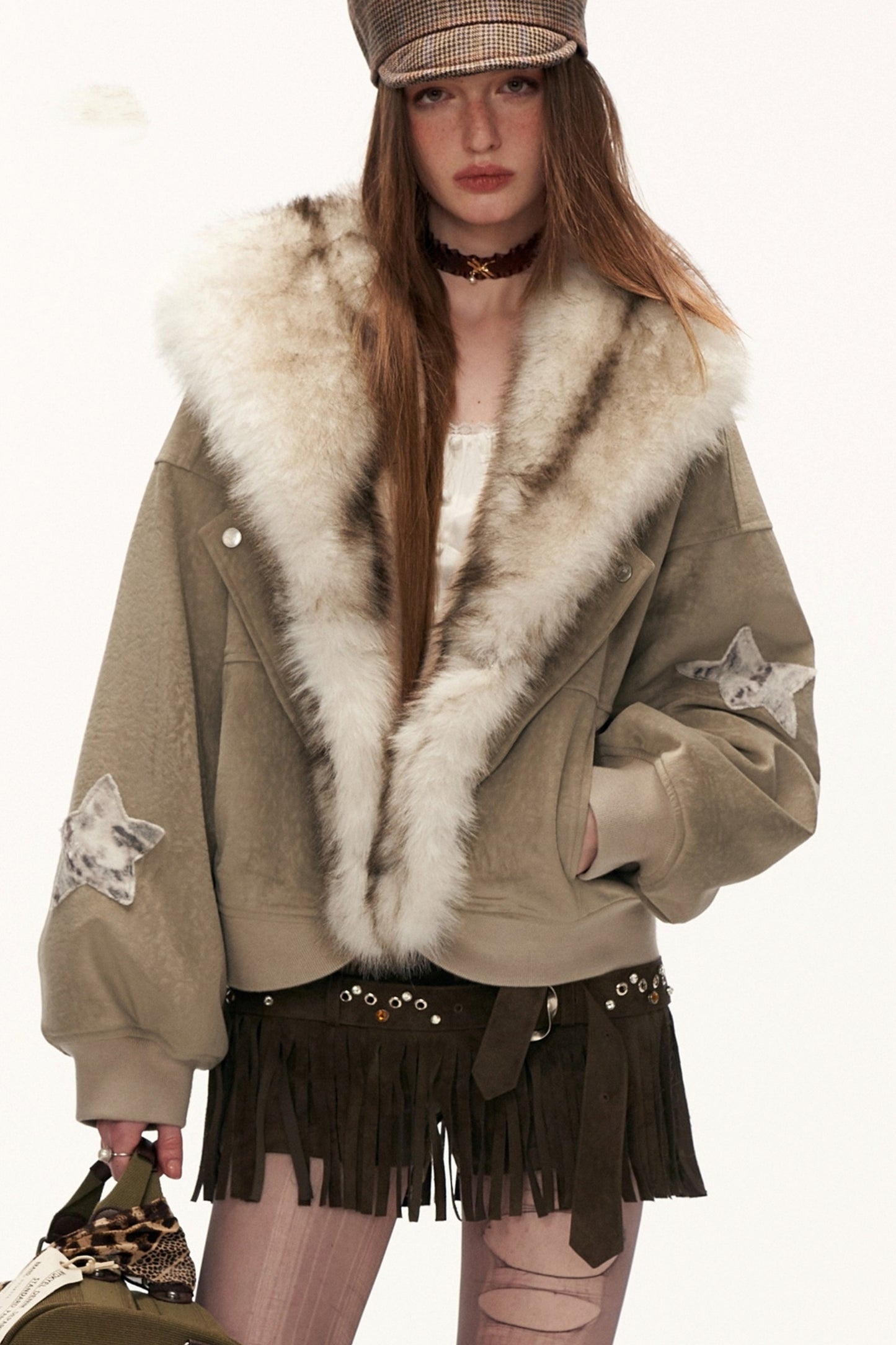 Large Lapel Suede Coat