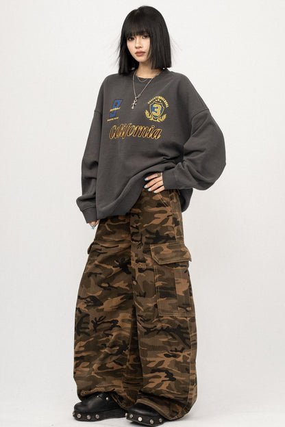 Vintage Gray Crew Neck Top