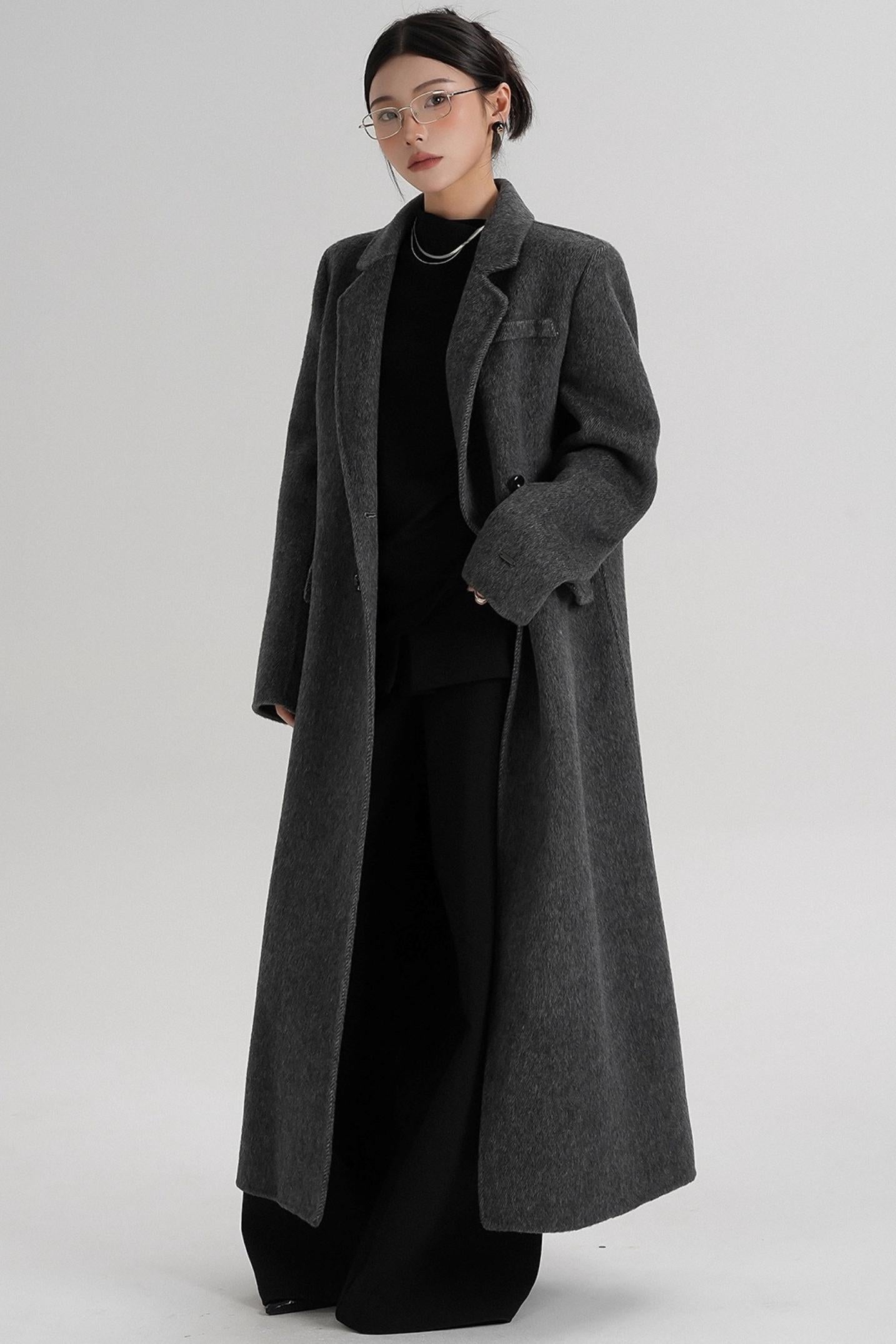 Reversible Long Shoulder Wool Coat