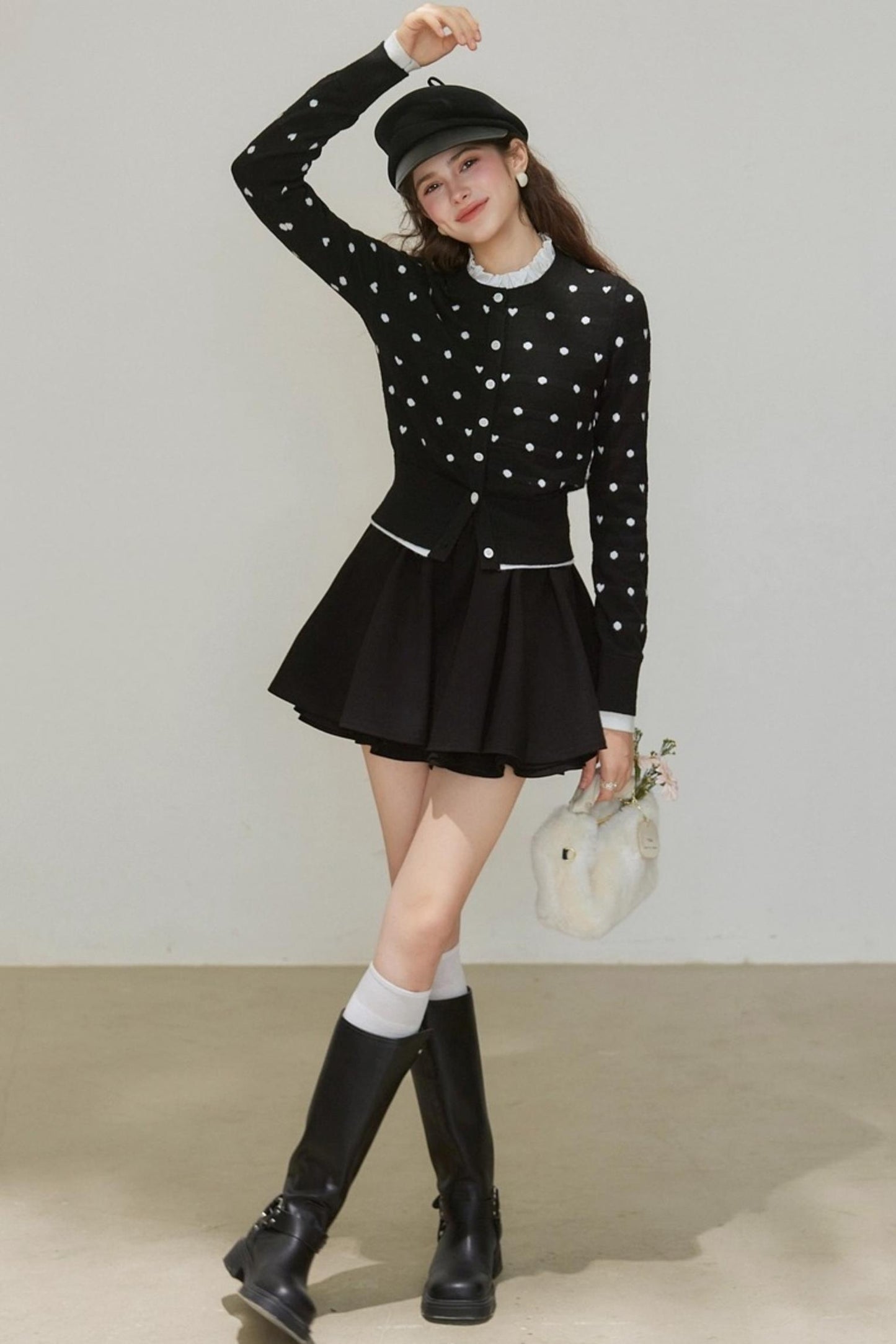 Knitted Polka Dot Cardigan