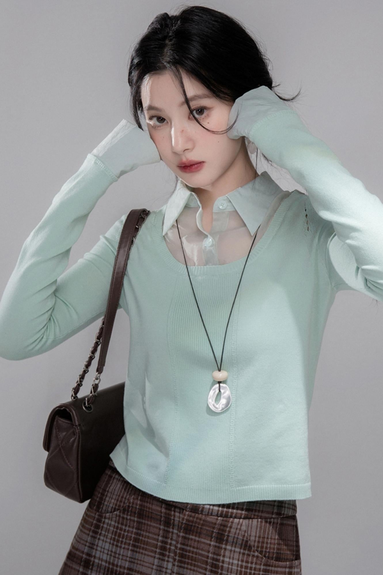 Brushed Plaid Brown Skirt