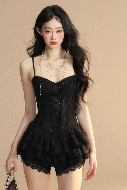Strap Lace Mini Dress