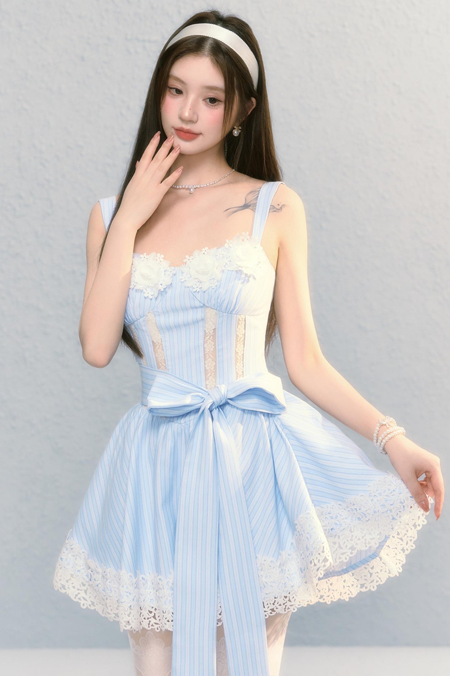 Slim Fluffy A-Line French Slip Dress