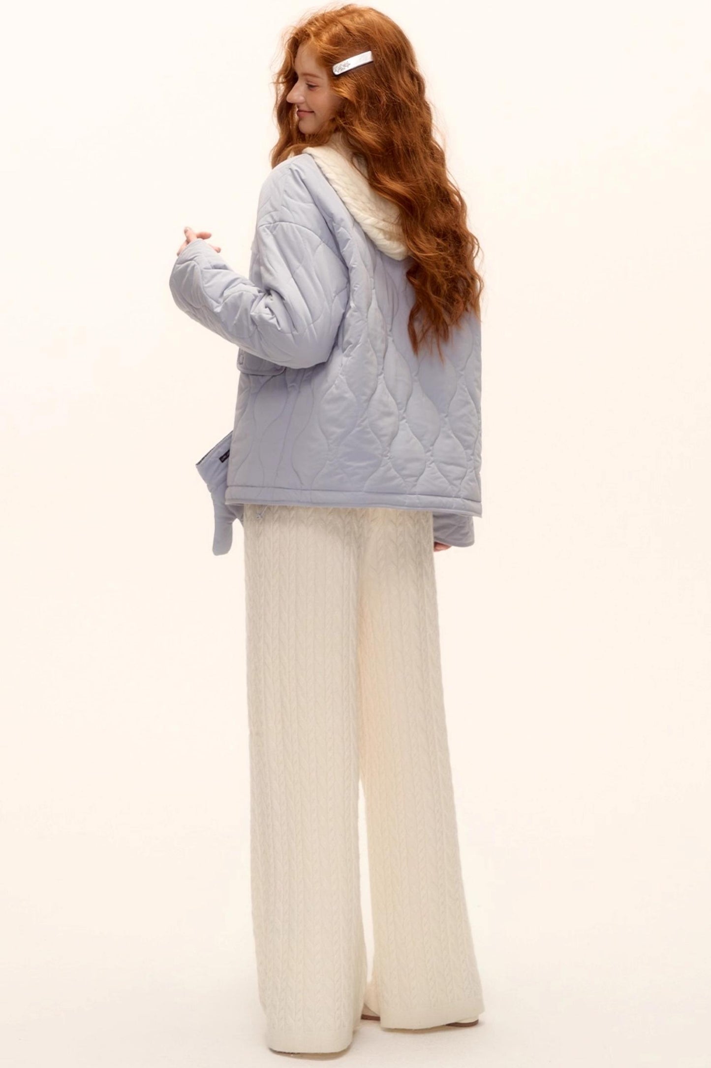 Milk Blue Plaid Cotton Jacket Set