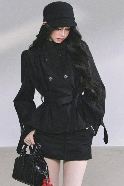 French Style Two-Piece Coat Skirt Set-Up