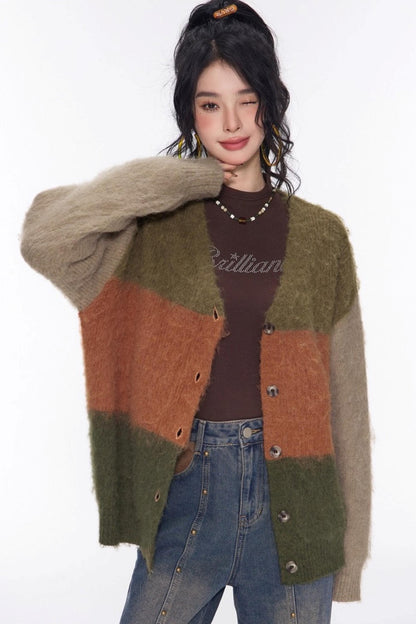 Vintage Lazy V-Neck Cardigan