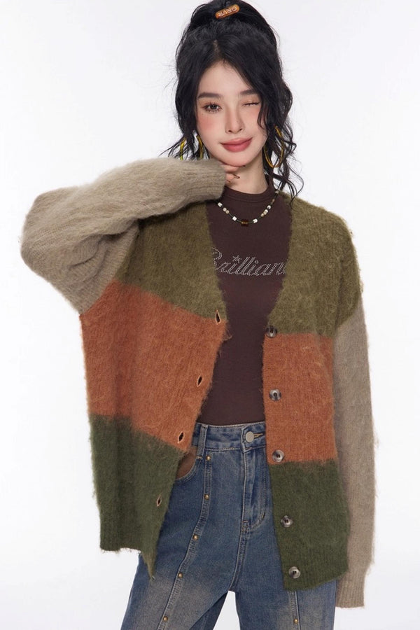 Vintage Lazy V-Neck Cardigan