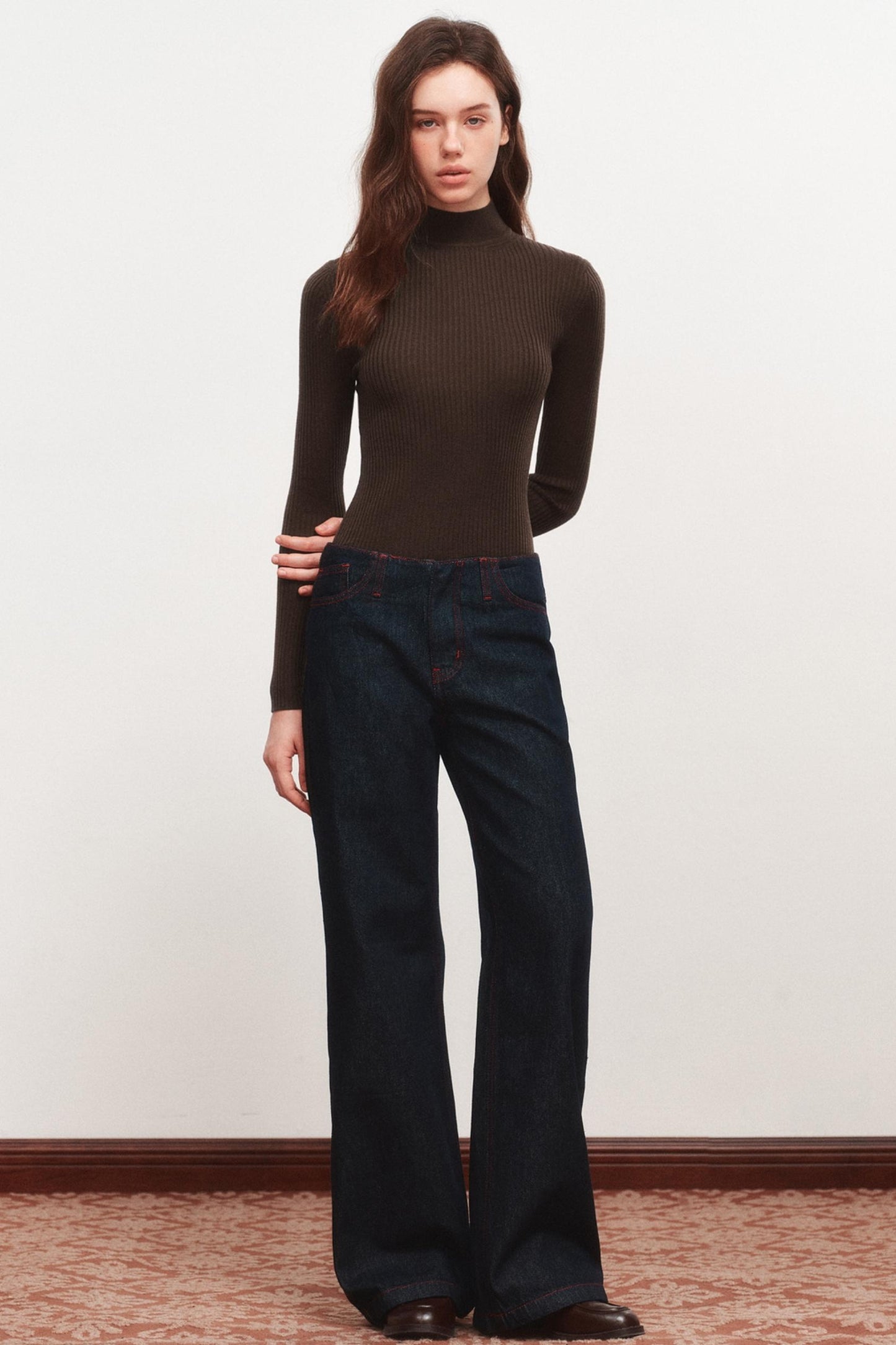 High Neck Knitted Sweater Top