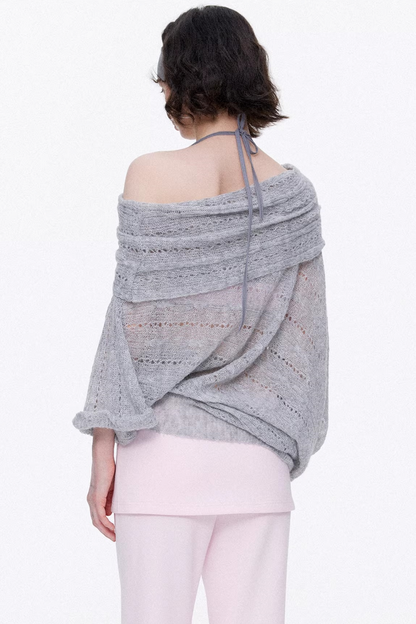 One-Shoulder Hollow Knit Sweater