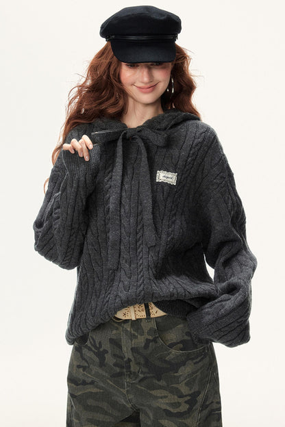 Lazy Cable Hooded Top