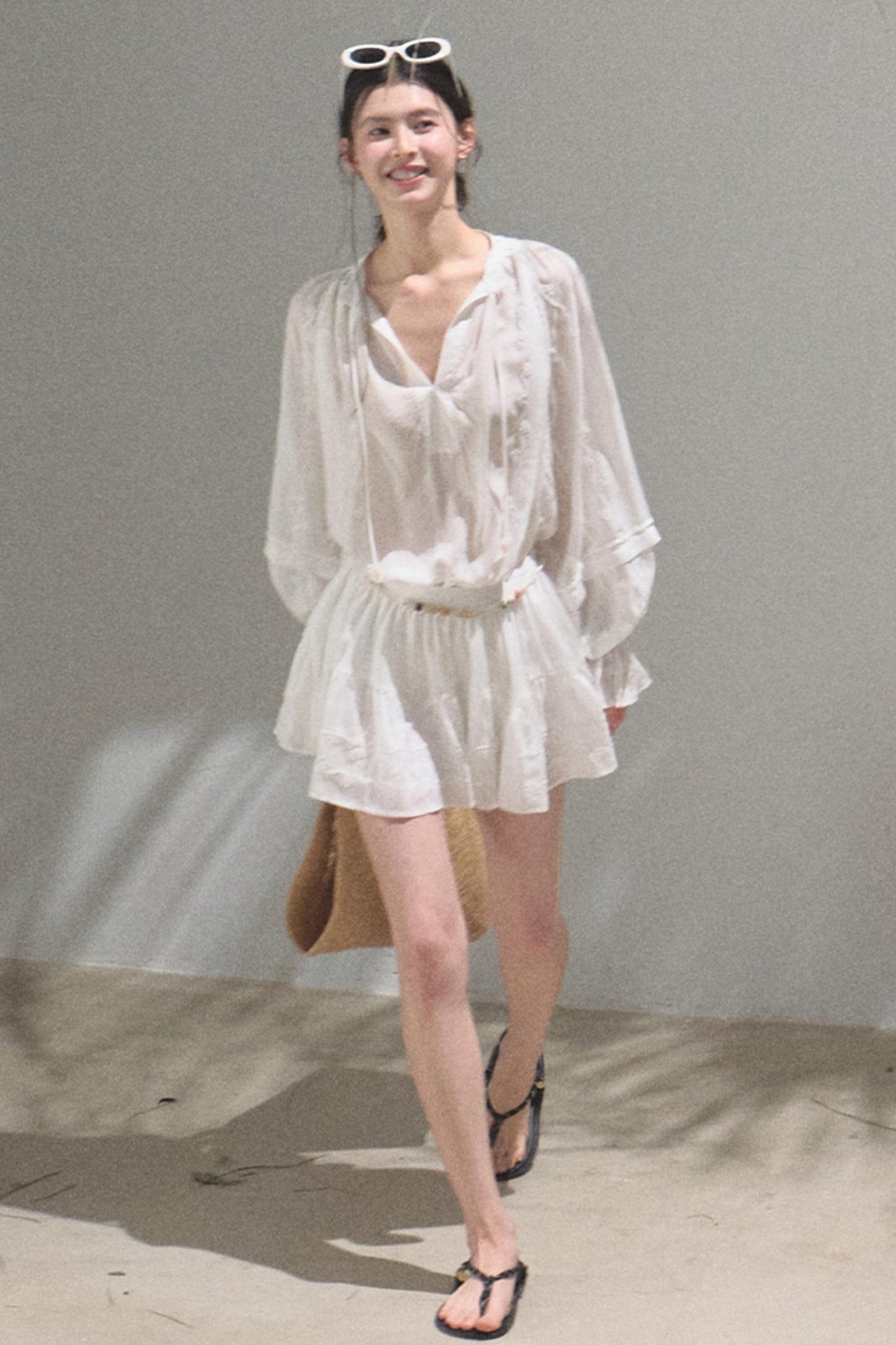 Relaxed Bubble Sleeve Skirt Set-Up