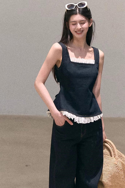 Sun-Kissed Floral Denim Pants Set-Up