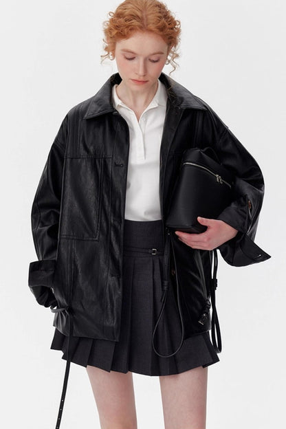 Vintage Black Oil Wax Leather Biker Jacket