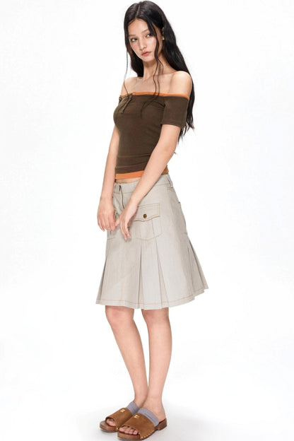 Vintage Pleated Midi Skirt