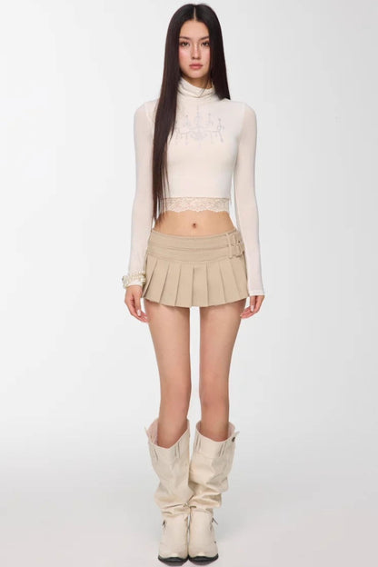 Light Apricot Pleated Skirt